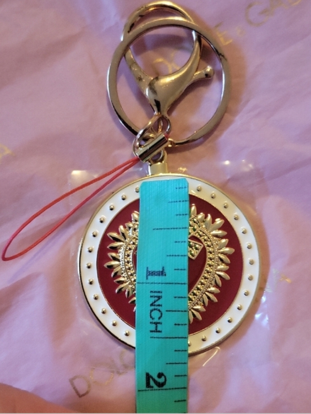 Dolce & Gabbana Red and Gold Heart Charm Key & Card Holder - Picture 7 of 10